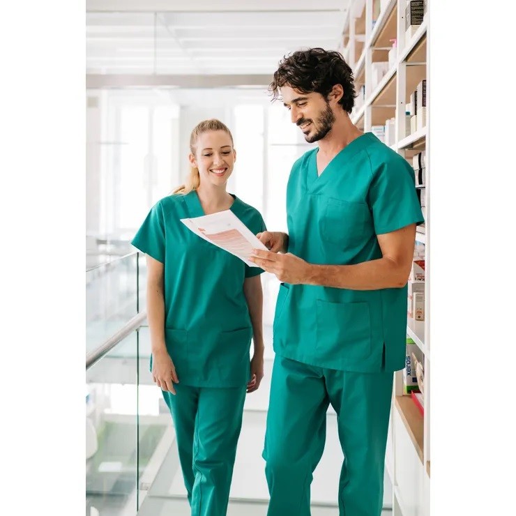 800 Zdravotní blůza a kalhoty (Scrubs) unisex set - zelená