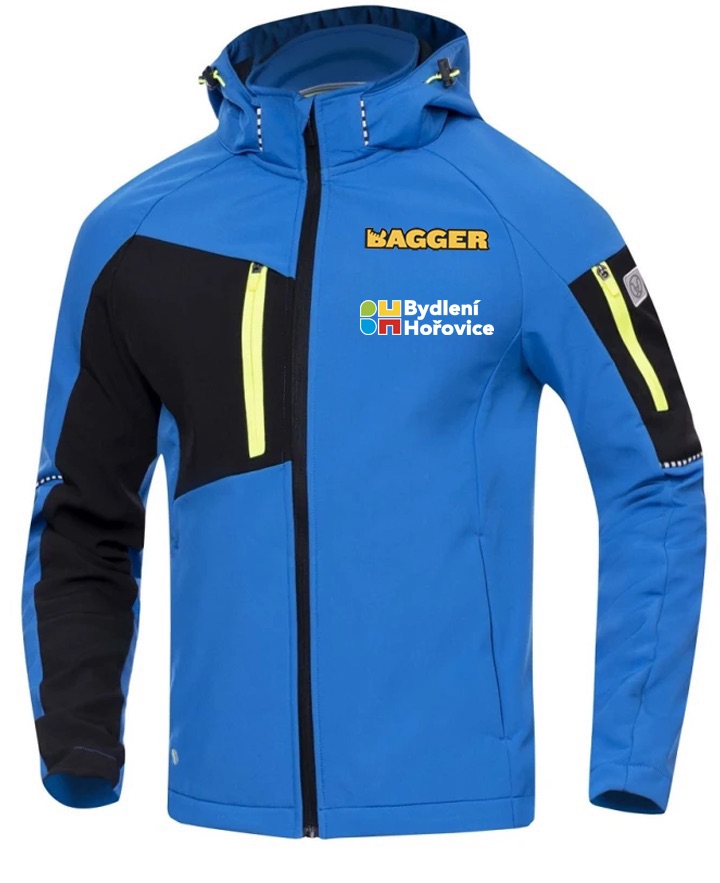 CITYCONIC bunda pánská softshell - modrá - potisk Bagger