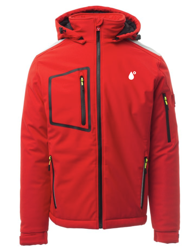 STREAM PAD bunda pánská zateplená softshell - červená/černá - Saunia - Lifeguard - bílý potisk