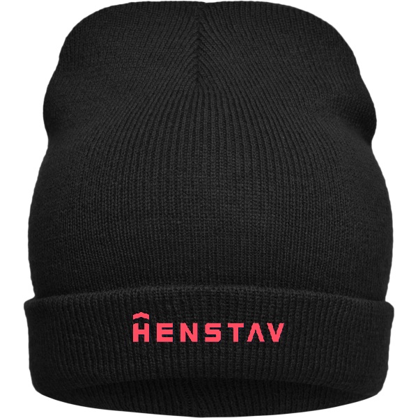 MB7112 čepice unisex pletená - černá - výšivka Henstav