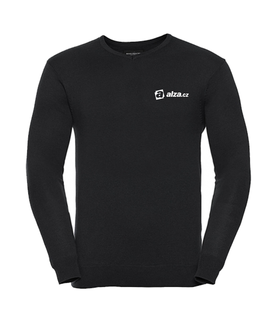Pánský svetr V-neck - černá - výšivka ALZA.SK