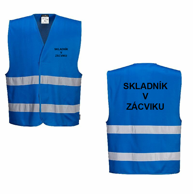 COLOGNE bezpečnostní vesta se zipem unisex - modrá - potisk SIKO
