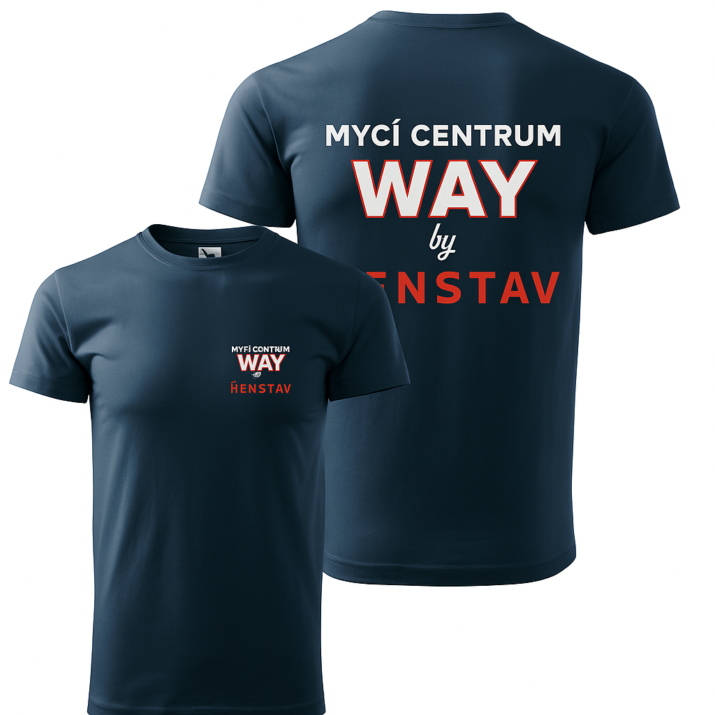 BASIC Tričko pánské - námořní modrá - potisk Tray