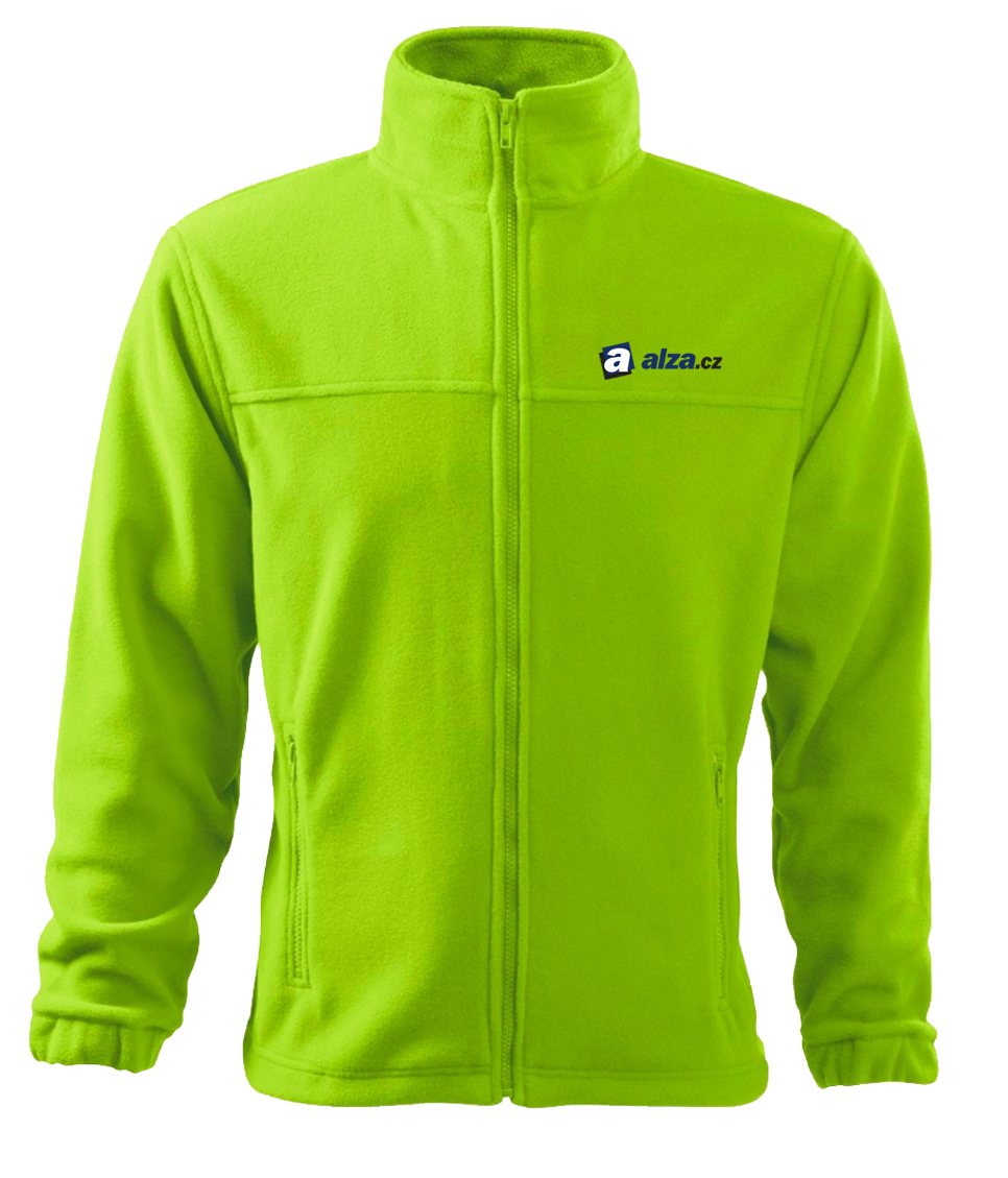 JACKET fleece - mikina pánská - limetková - výšivka ALZA + SHIFT LEADER