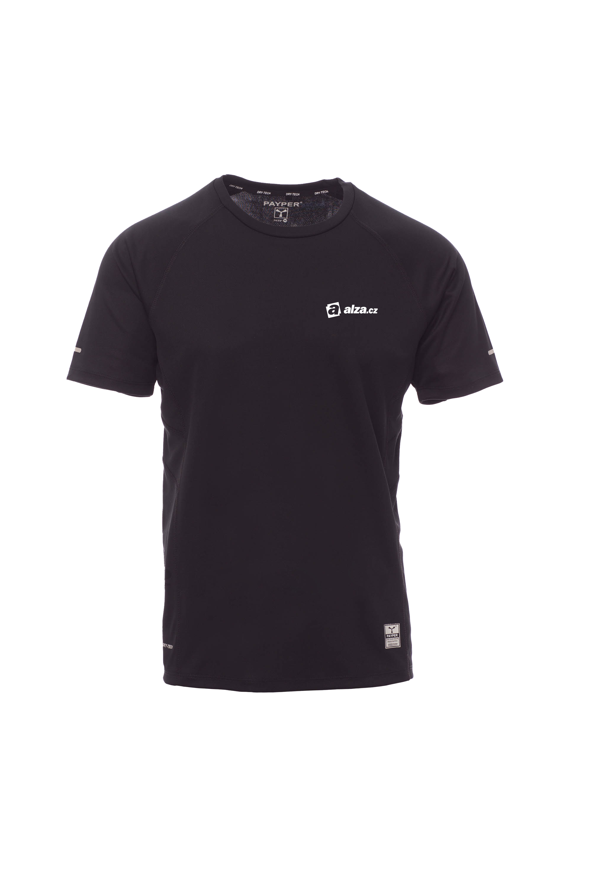 RUNNING tričko pánské sportovní kr.ruk. - černá - potisk Alza retroreflex