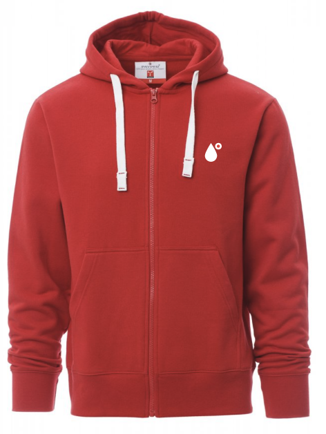 PORTLAND mikina pánská s kapucí - červená - Saunia - Lifeguard - bílý potisk