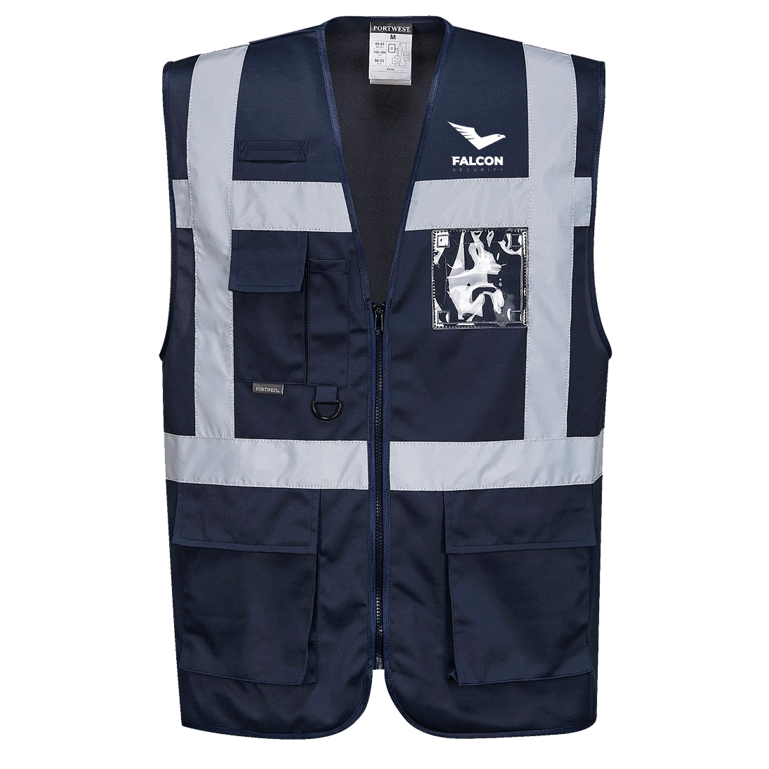 F476 Iona Executive vesta unisex - středně modrá - potisk Falcon