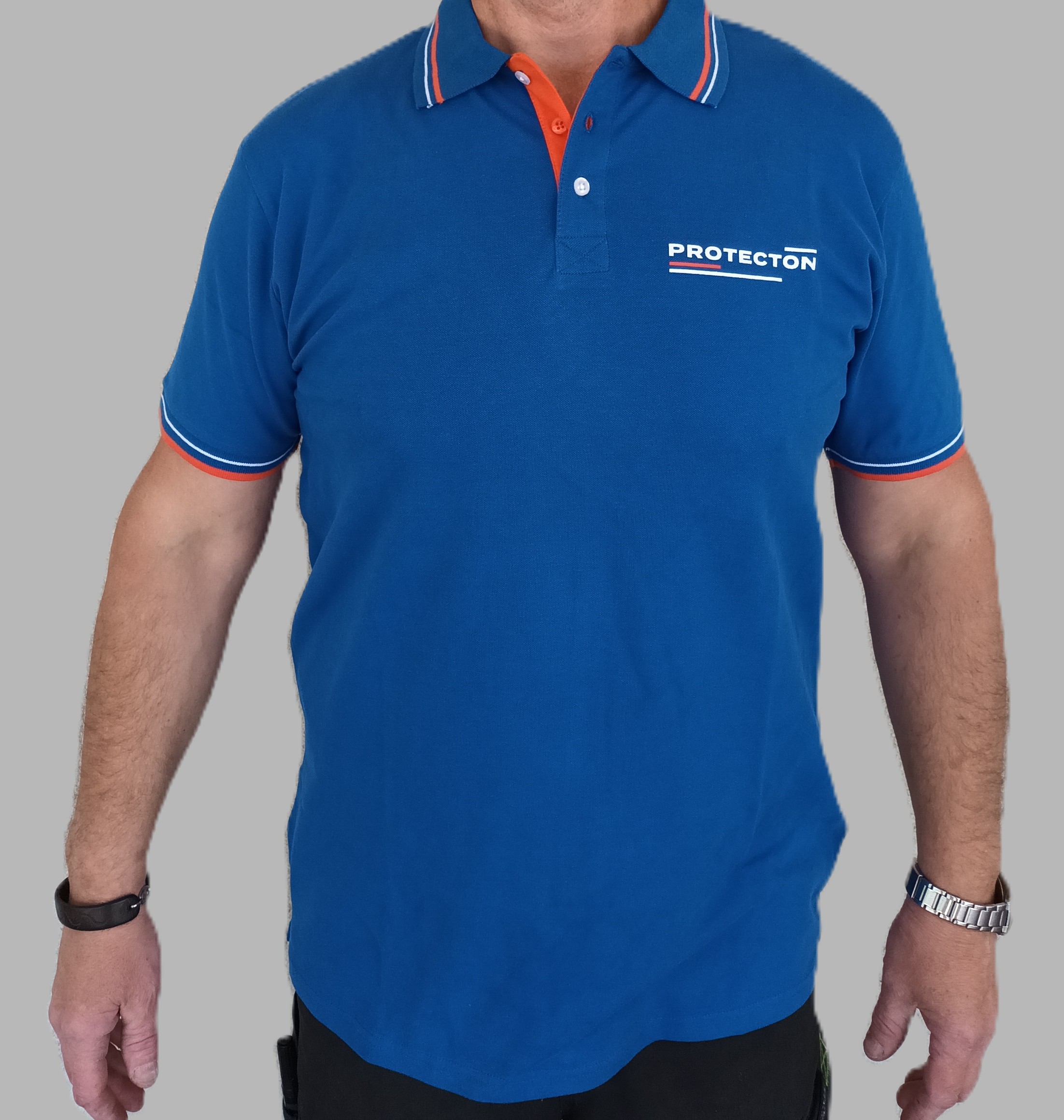 Polokošile - krátký rukáv - modrá s oranžovým límečkem - Protecton