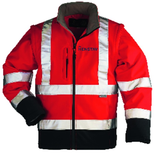 STATION bunda unisex - Hi-Vis červená - potisk Henstav