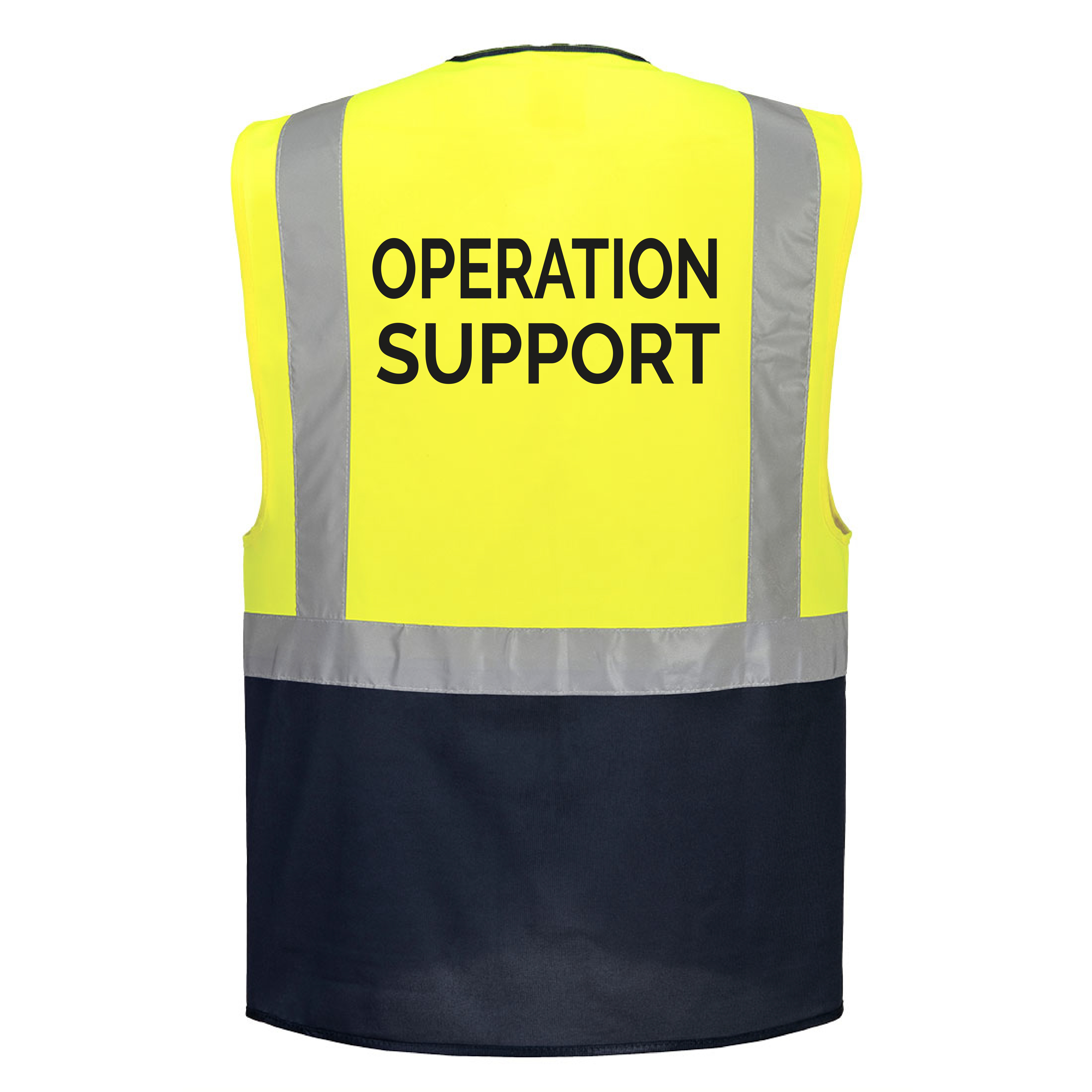 C476 - WARSAW EXECUTIVE vesta unisex - žlutá/tmavě modrá - s potiskem OPERATION SUPPORT