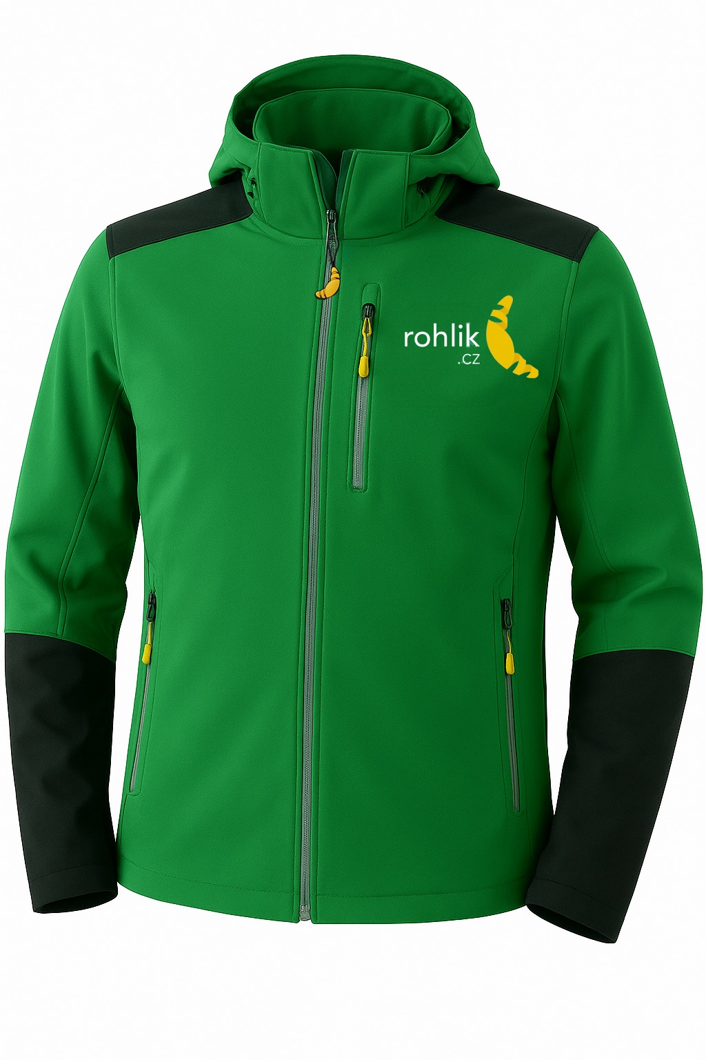 Rohlík.cz bunda unisex softshell - zelená/černá