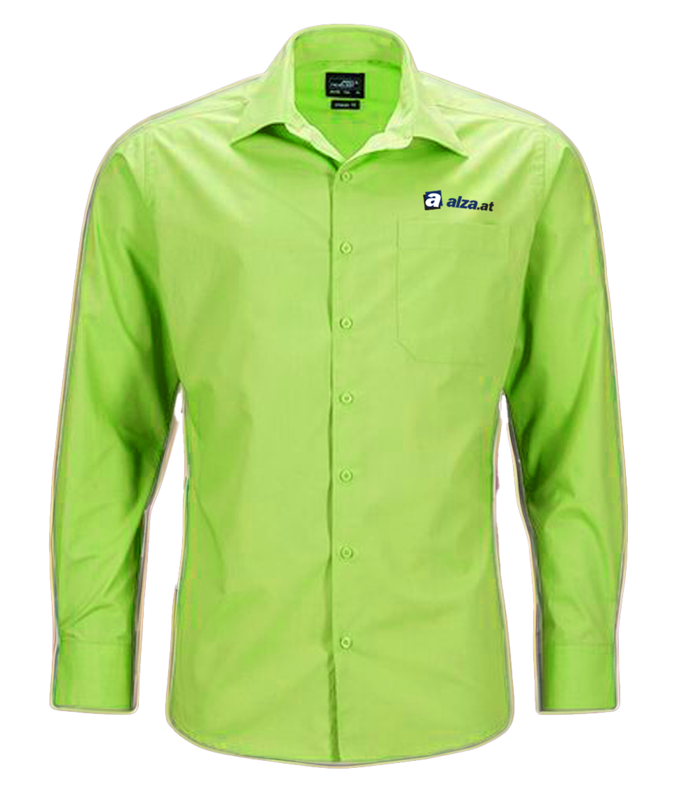 JN642 košile pánská dl.ruk. - limetkově zelená - potisk ALZA.AT