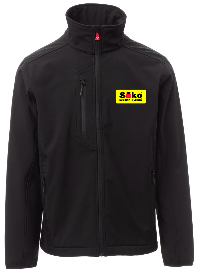 GALWAY bunda pánská softshell - černá - potisk SIKO