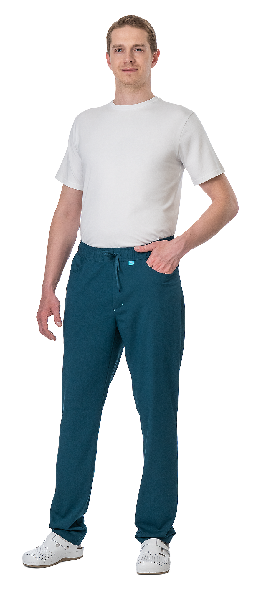 ATLANTIK Kalhoty zdravotnické pánské, modrozelené