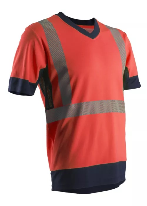 KOMO tričko unisex kr.ruk. Hi-Vis - červená/námořní modrá