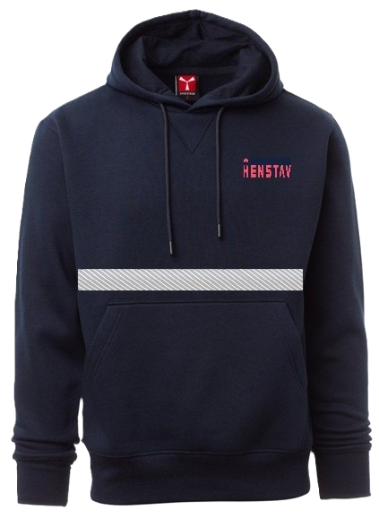 TOLEDO mikina pánská s kapucí - námořní modrá - potisk Henstav + refl. pruh