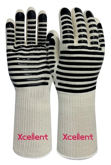 XCELLENT 12-401 rukavice teplovzdorné (500°C) a prořezuvzdorné - bílá/černá