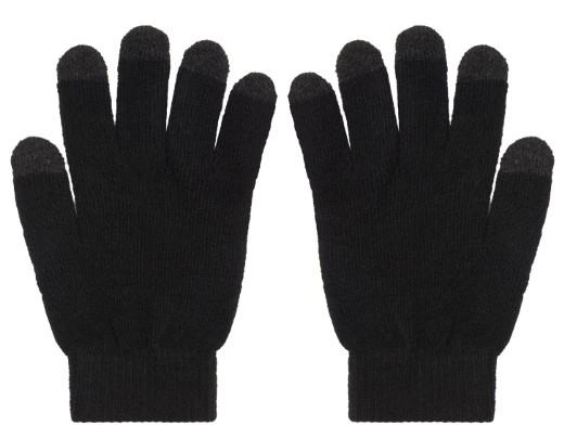 Pletené rukavice s funkcí ovládání dotykového displeje - černá