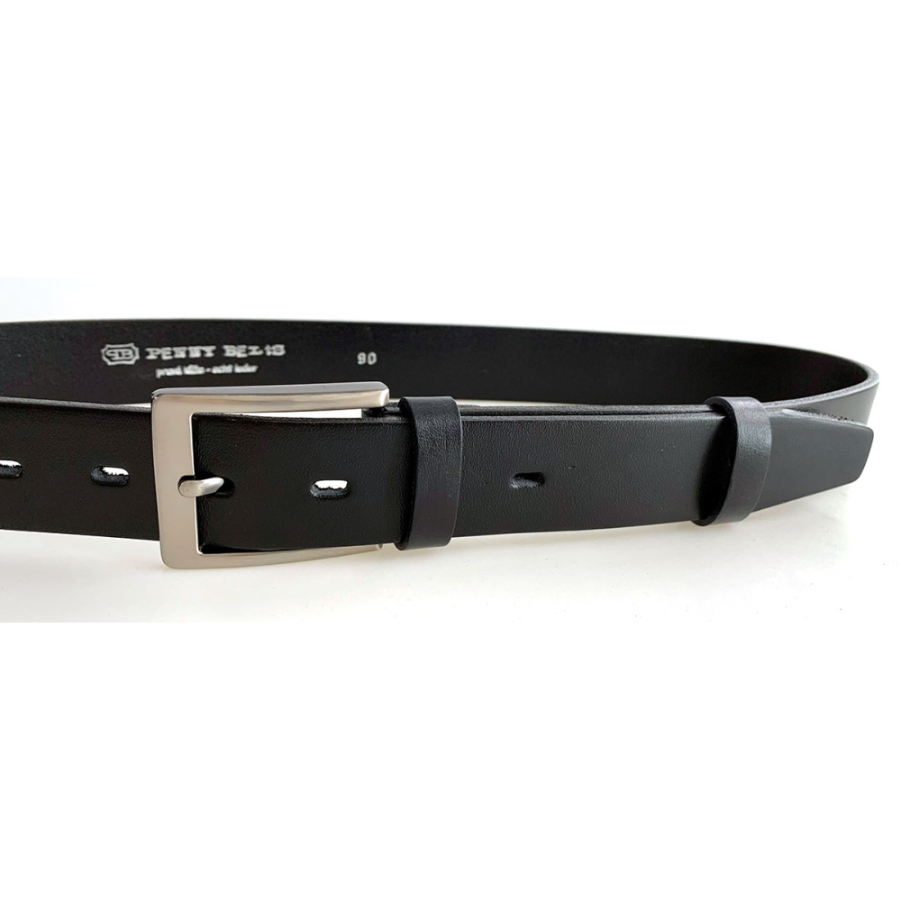 Pánský kožený společenský opasek 35-100-4-60 - černý