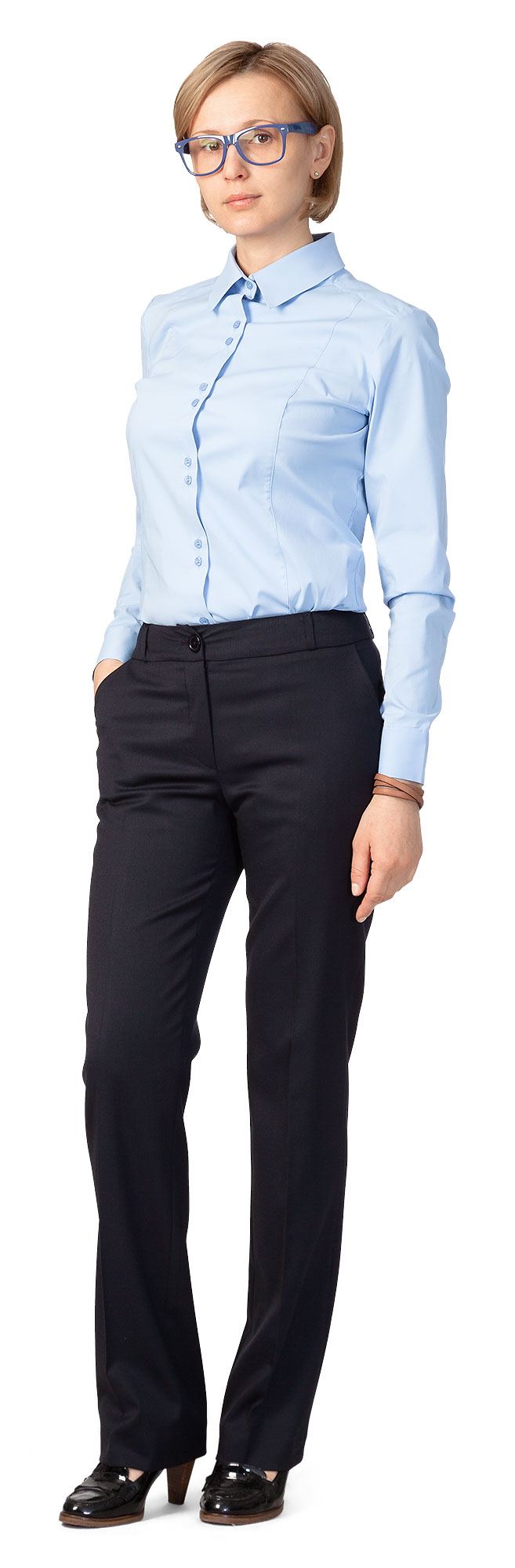 SLIM FIT Halenka dámská světle modrá, dlouhý rukáv