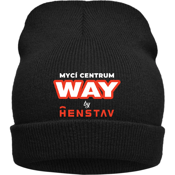 MB7112 čepice unisex pletená - černá - výšivka Tray