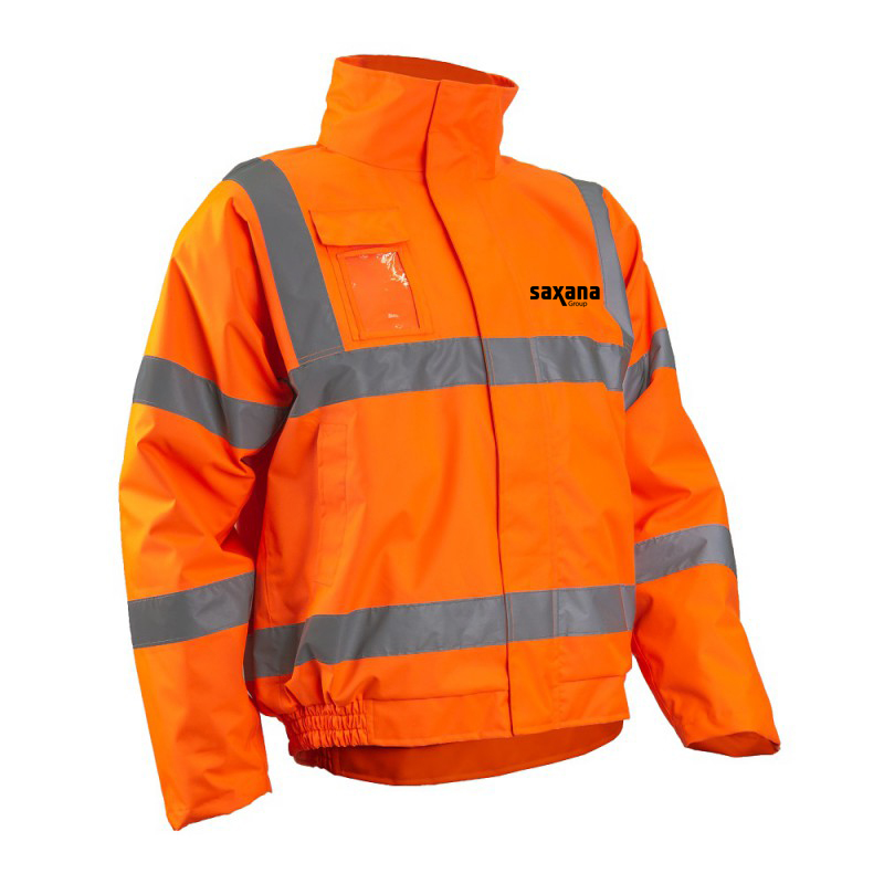 SOUKOU bomber/bunda unisex - hi-vis oranžová - potisk SAXANA