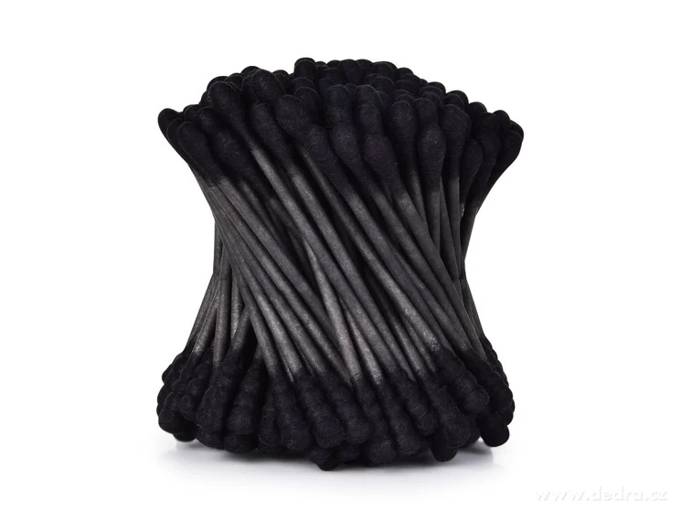 ČERNÉ ekologické uchošťoury, 150 ks, z recyklovaného kartonu & 100% bavlny, GoEco