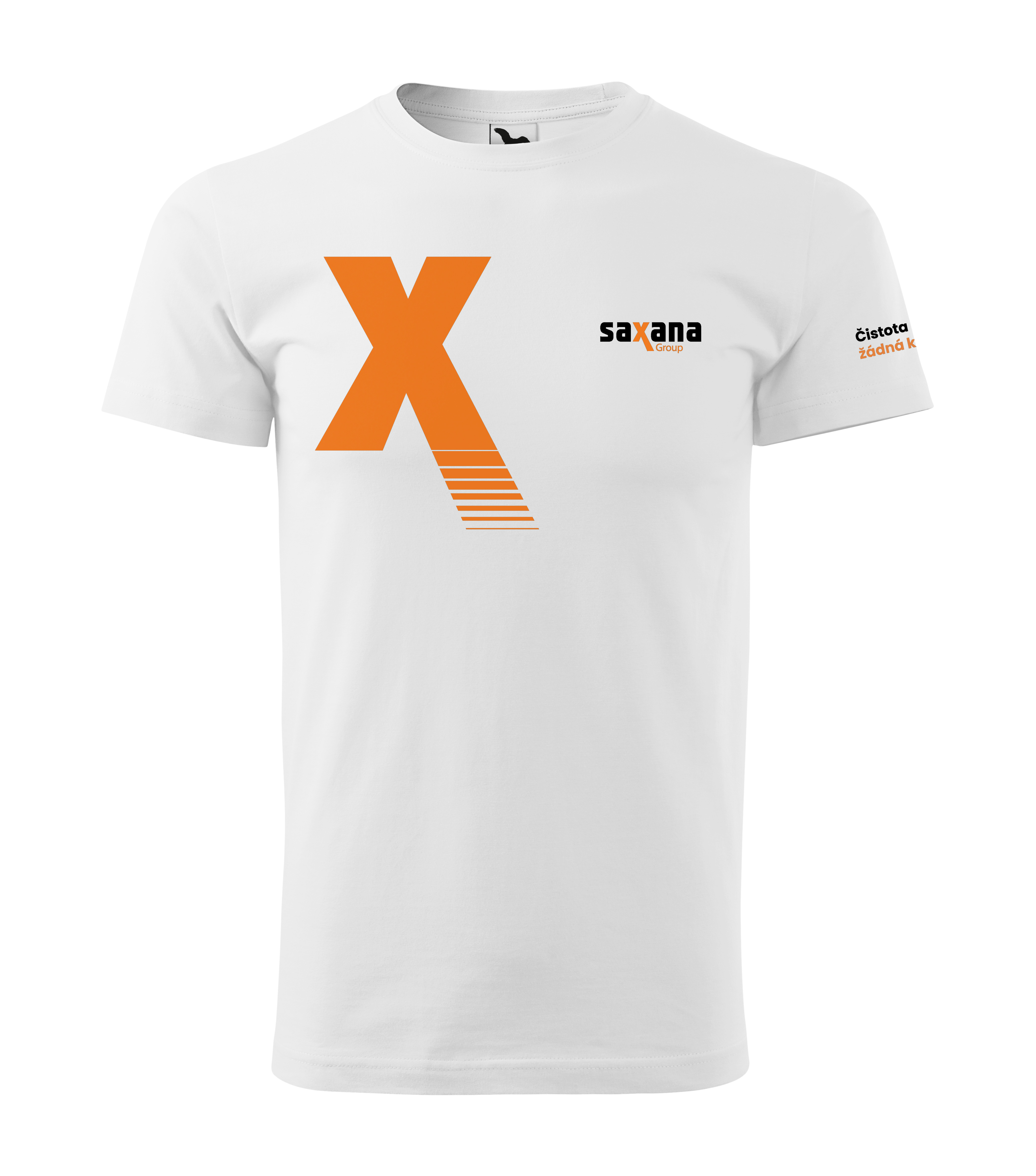 BASIC 129 tričko pánské kr.ruk. - bílá - potisk Saxana