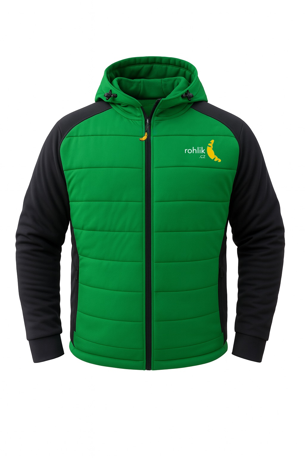 Rohlík.cz bunda unisex zateplená - zelená/černá