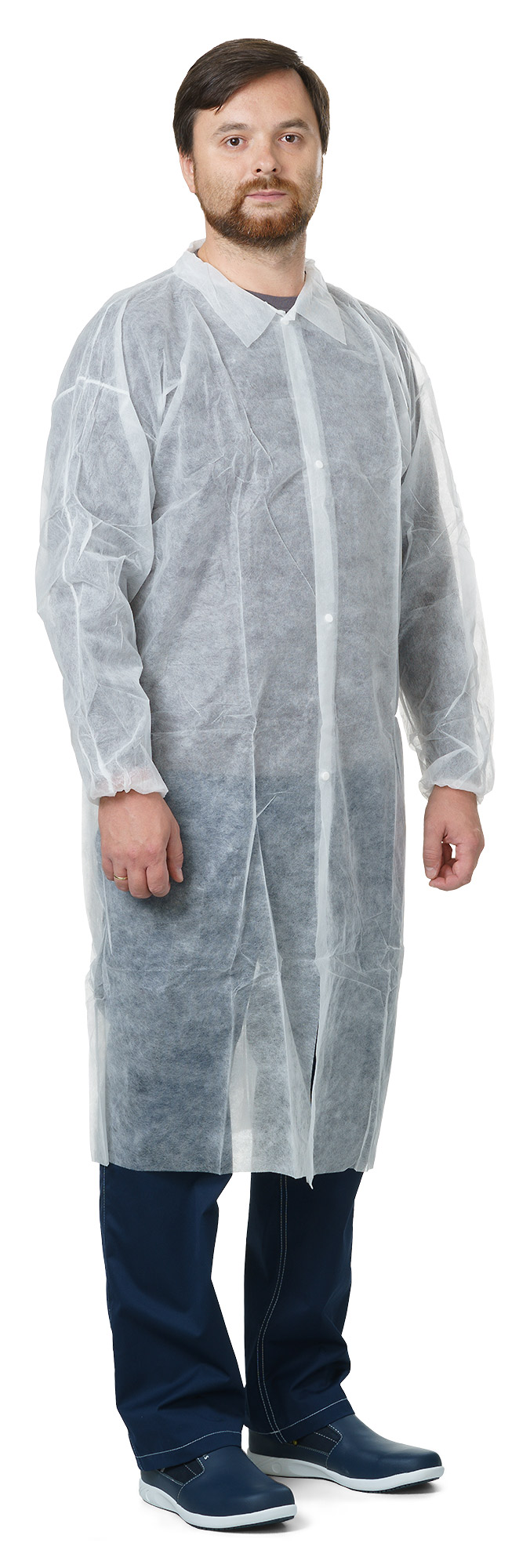 PLÁŠŤ na jedno použití, s druky, bílý