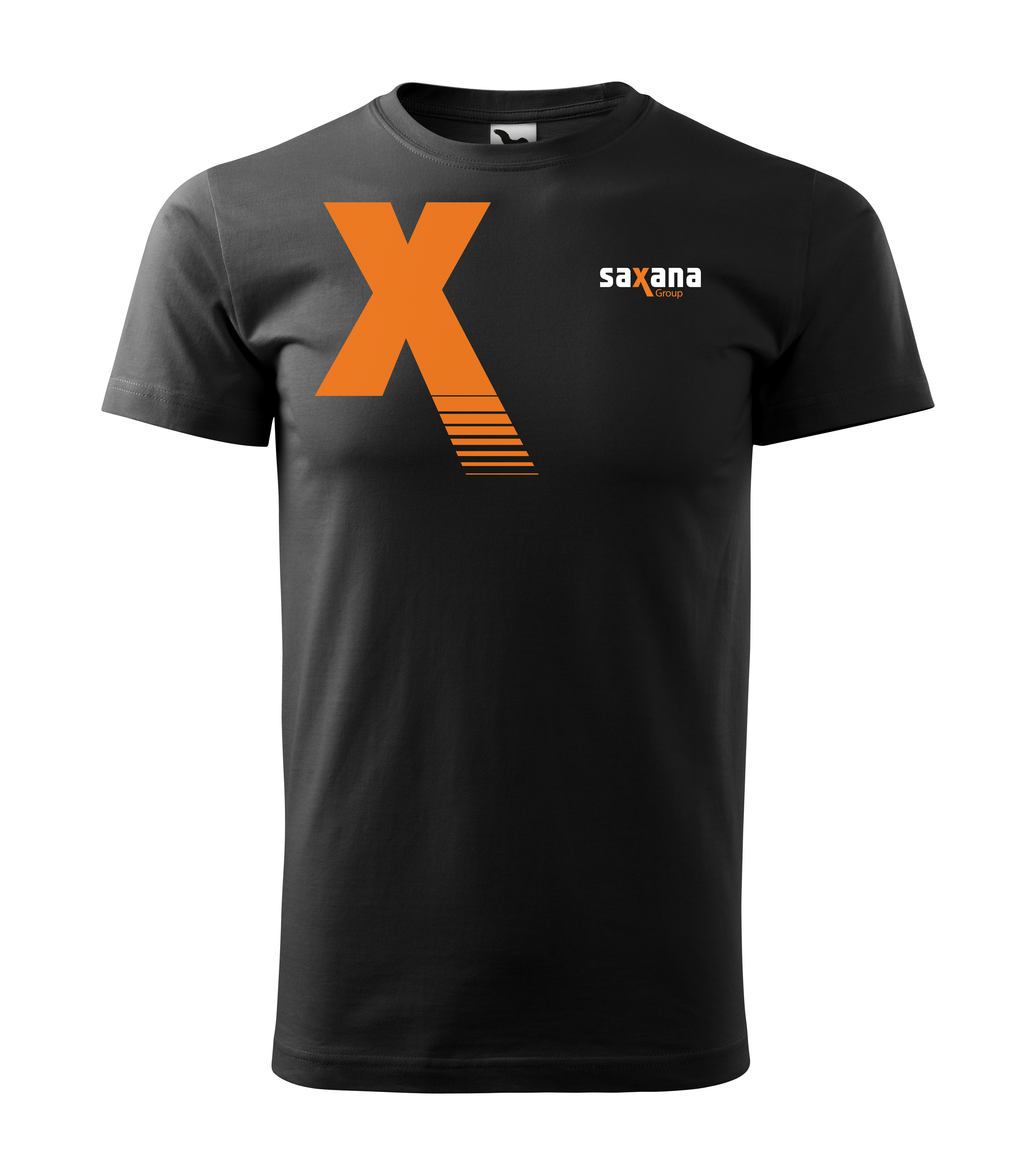 BASIC 129 tričko pánské kr.ruk. - černá - potisk Saxana