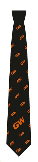 GWT kravata unisex s logem GW - černá/oranžová