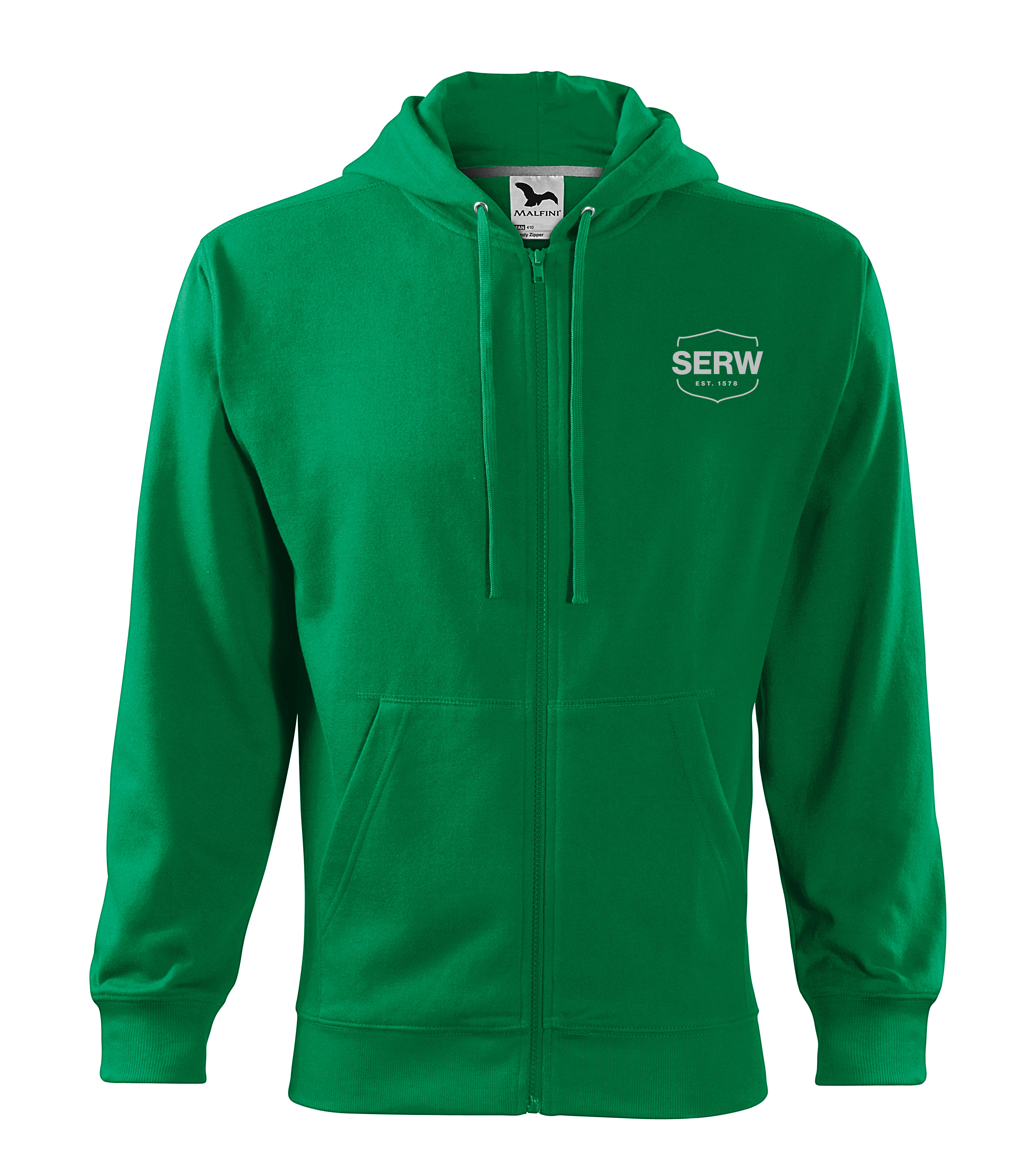 TRENDY ZIPPER 410 mikina pánská - středně zelená - potisk SERW retroreflex