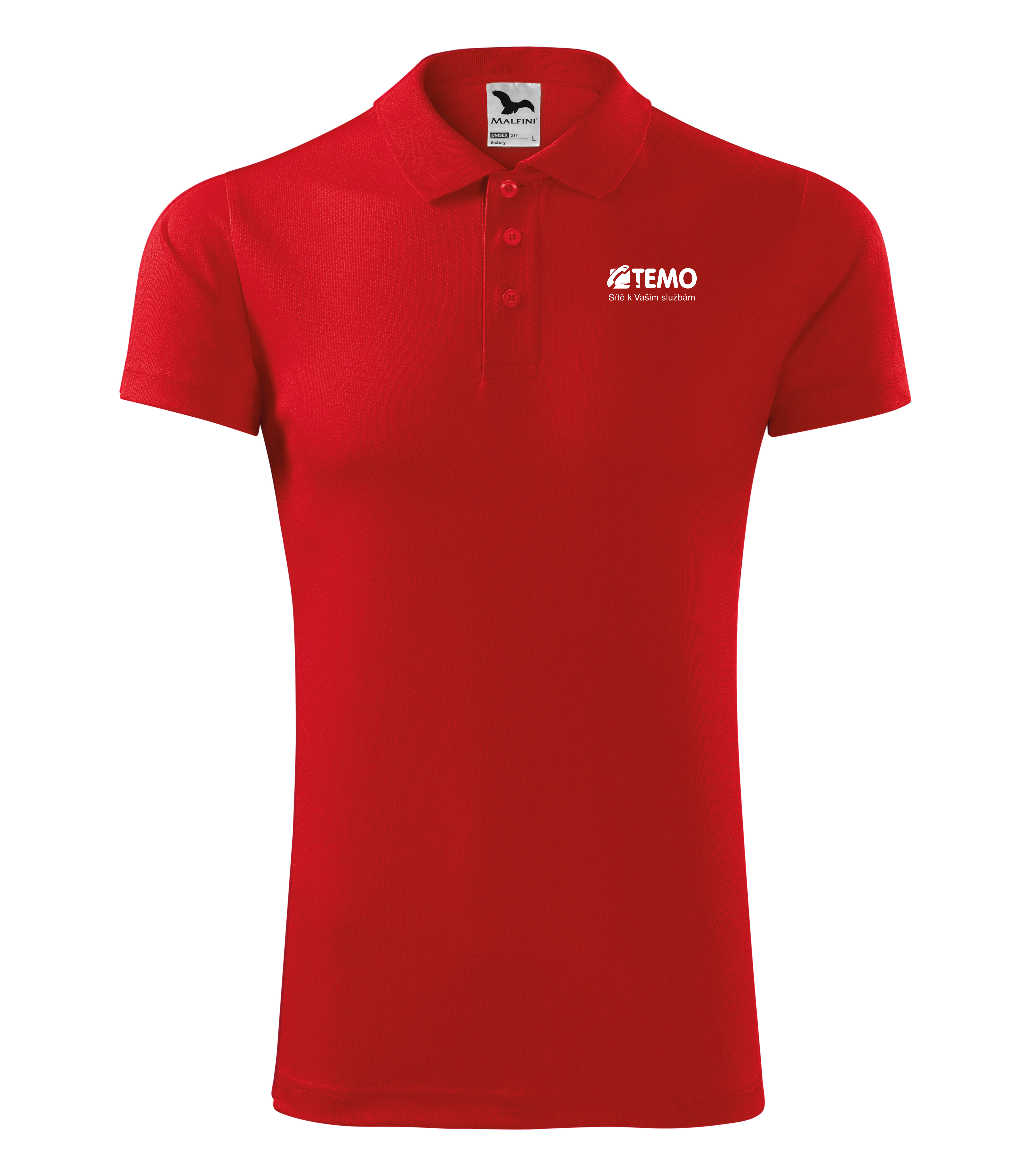 VICTORY 217 polokošile unisex kr.ruk. - červená - potisk TEMO