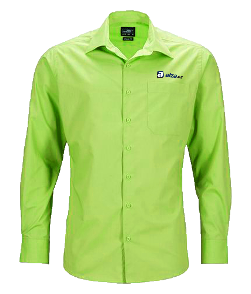 JN642 košile pánská dl.ruk. - limetkově zelená - potisk ALZA