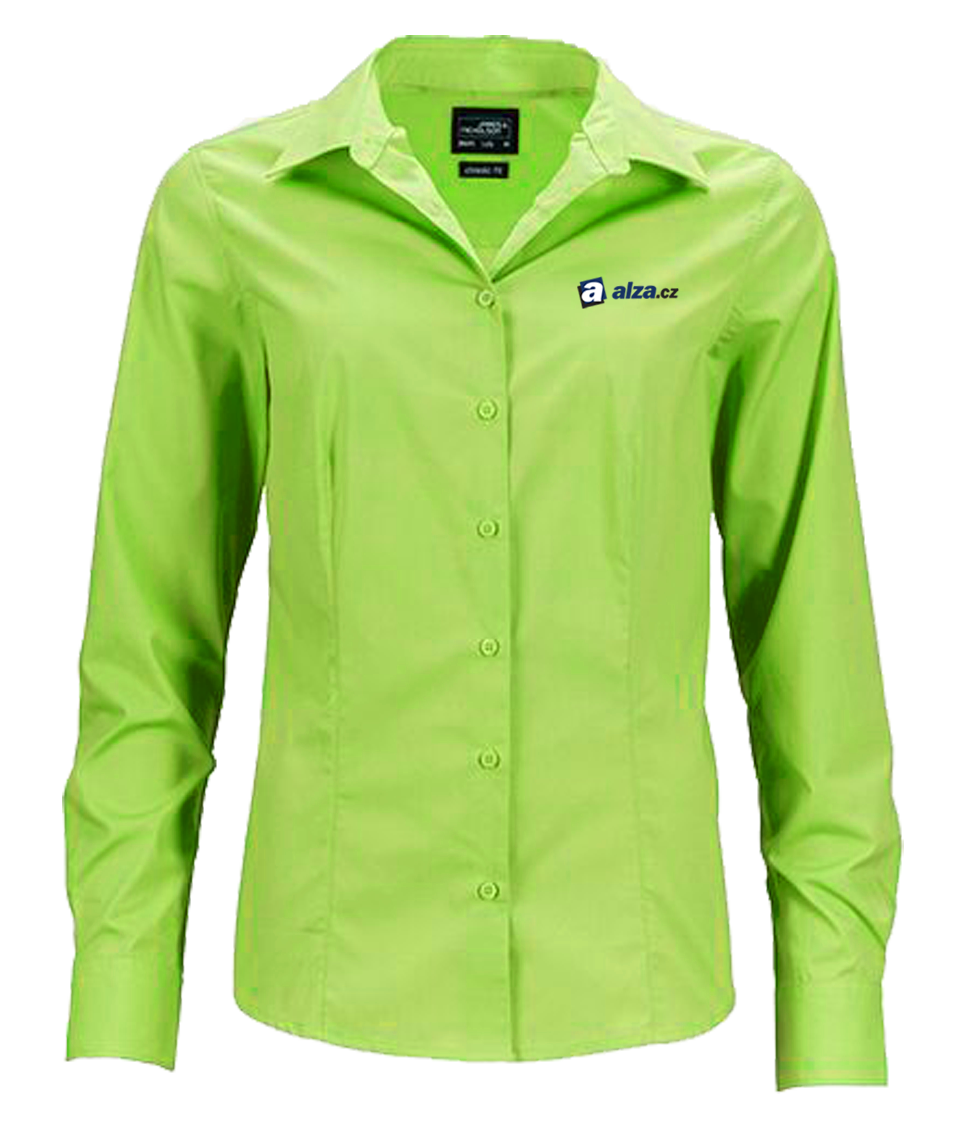 JN641 košile dámská dl.ruk. - limetkově zelená - potisk ALZA