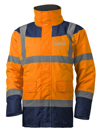 KETA bunda unisex zimní - oranžová - potisk SERW retroreflex