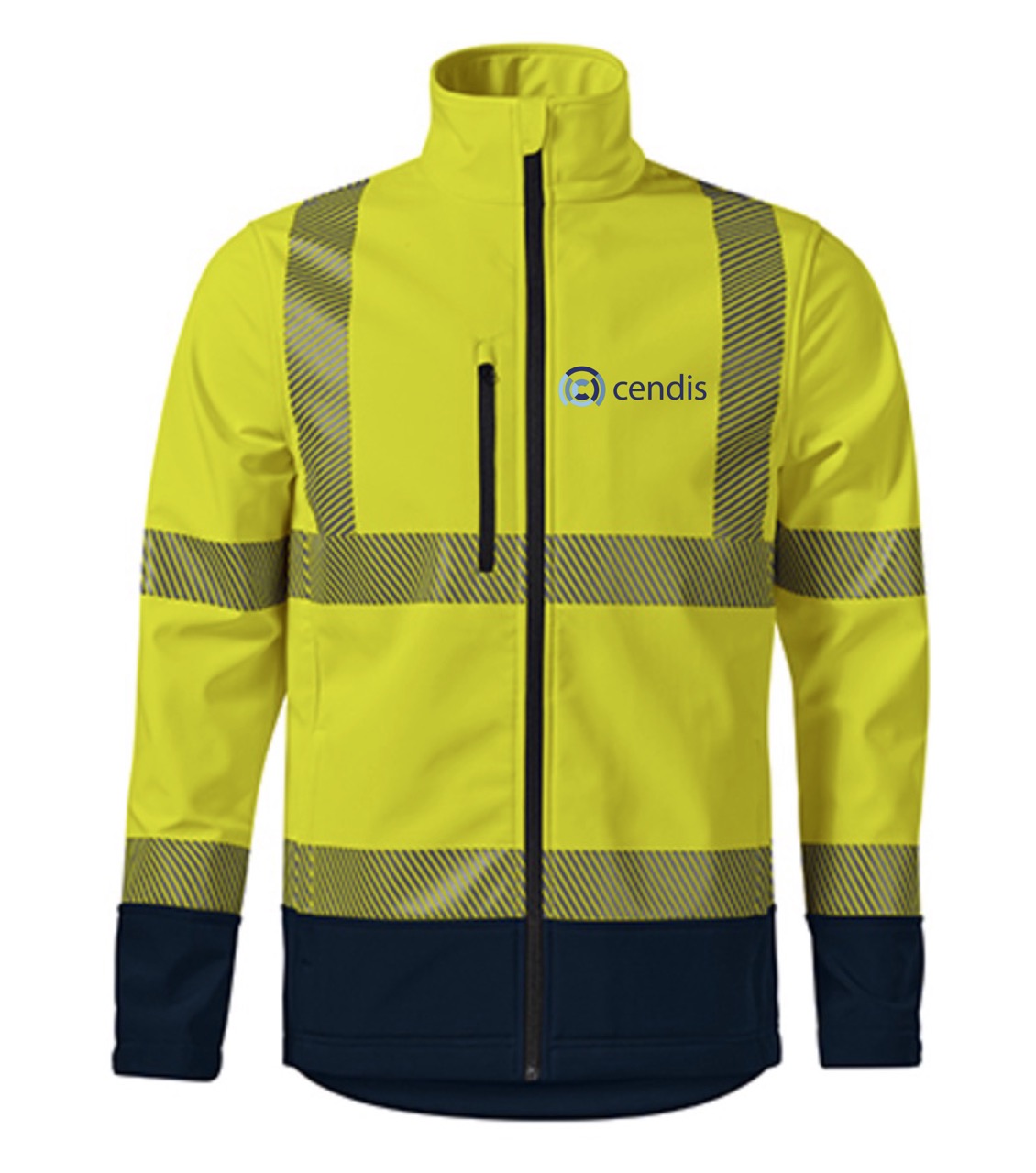 HV DROP 5V3 bunda unisex softshell - fluorescenční žlutá - potisk Cendis