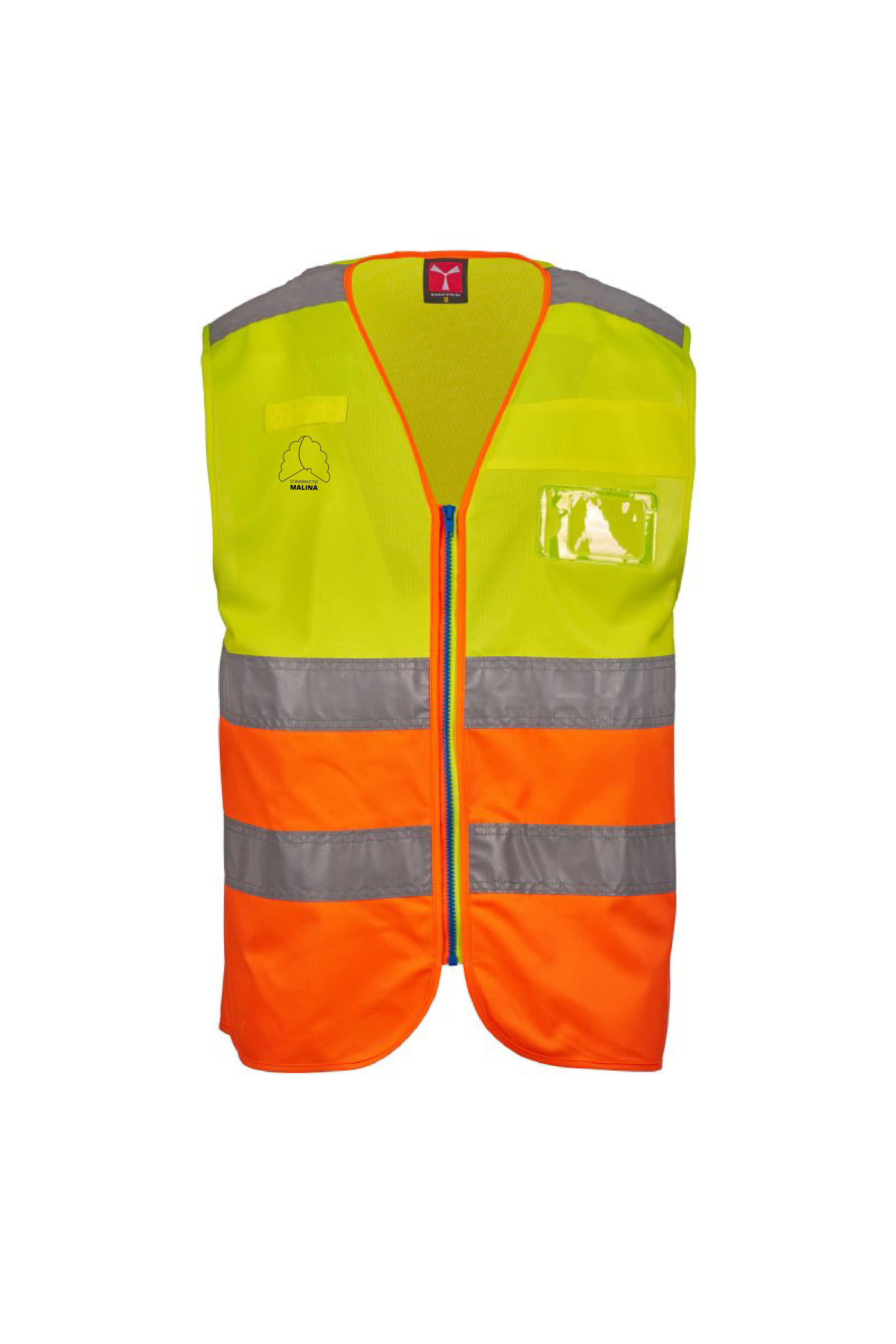 ACE vesta unisex reflexní - žlutá fluo/oranžová fluo - potisk Malina