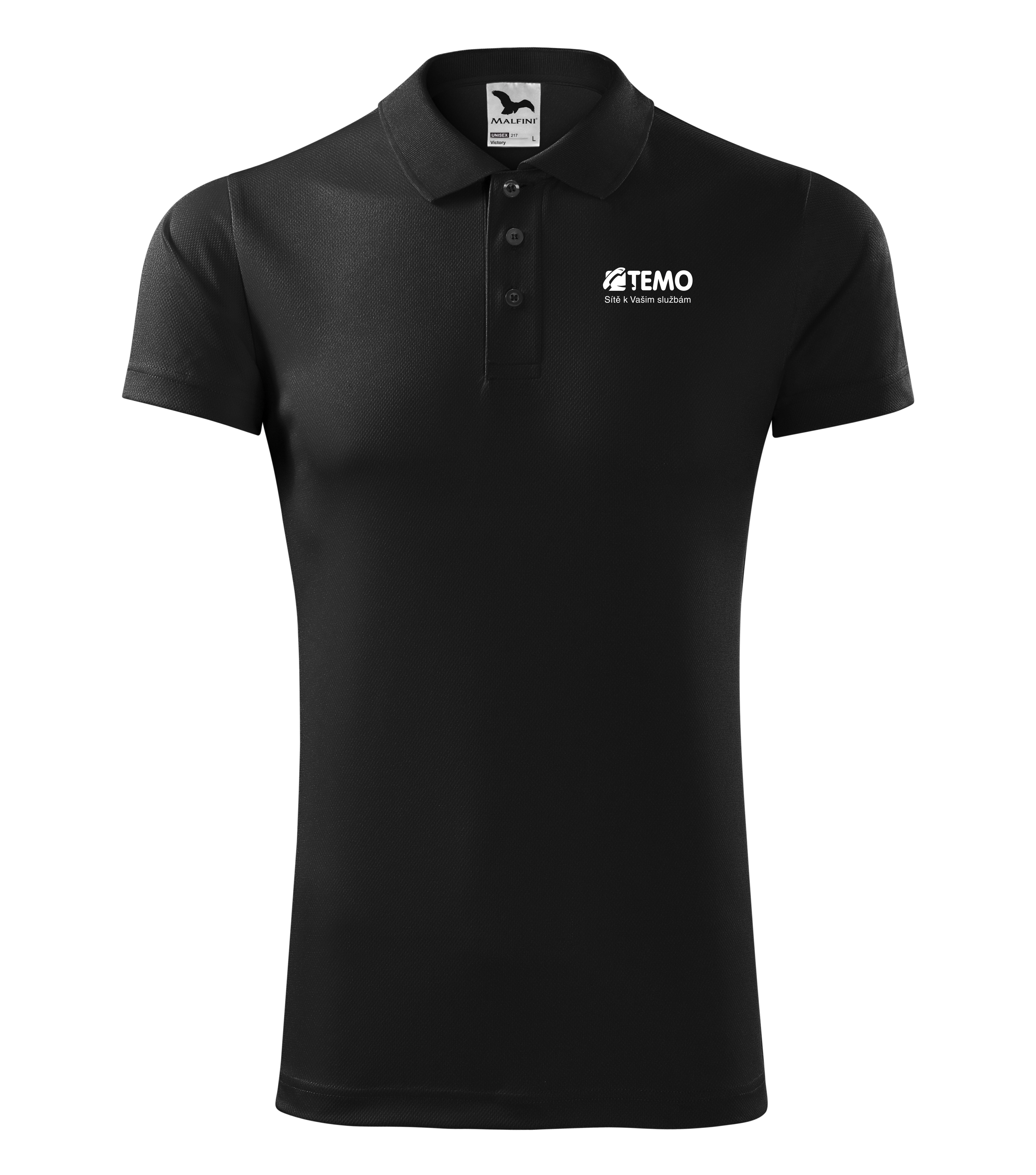 VICTORY 217 polokošile unisex kr.ruk. - černá - potisk TEMO