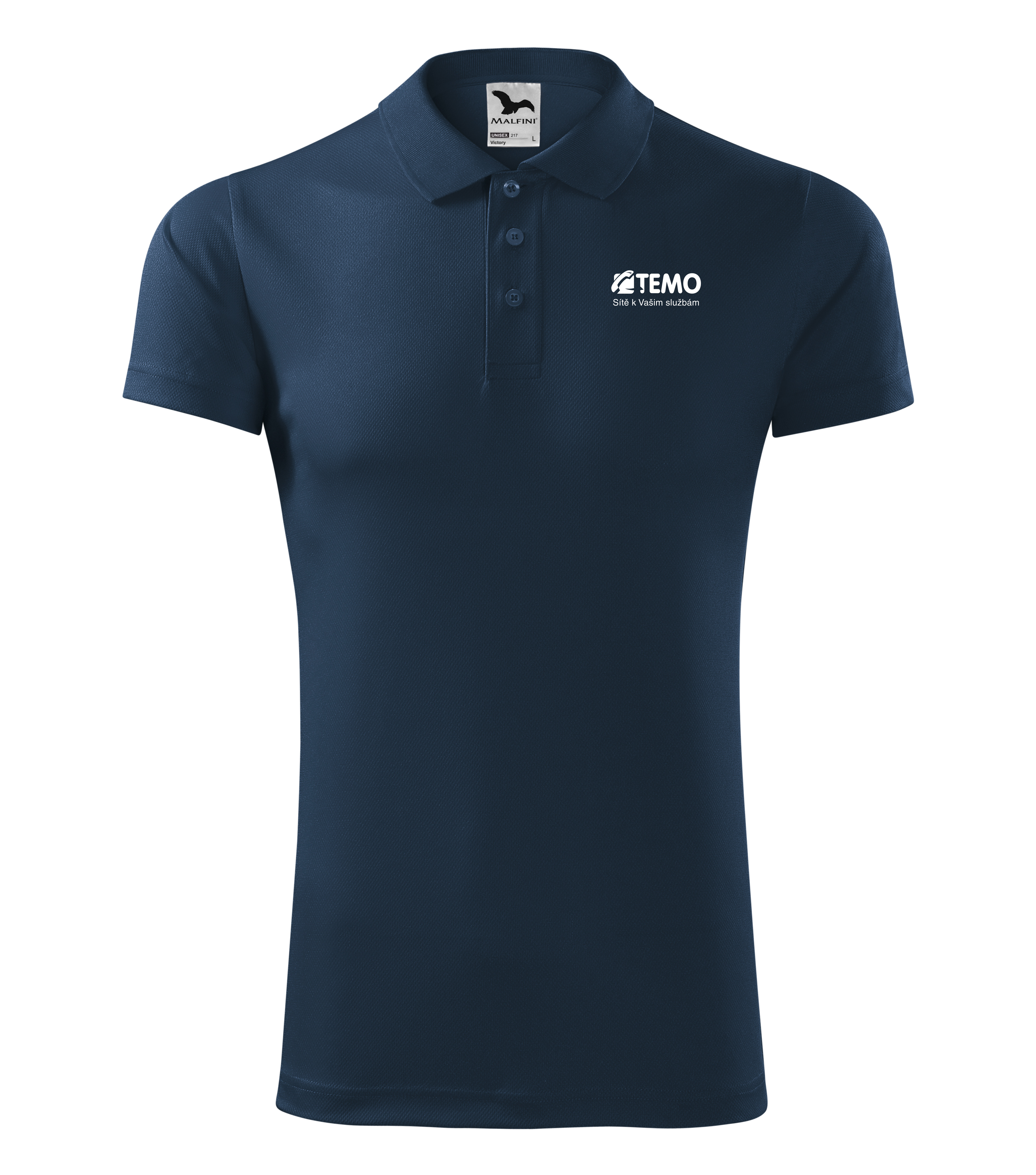 VICTORY 217 polokošile unisex kr.ruk. - námořní modrá - potisk TEMO