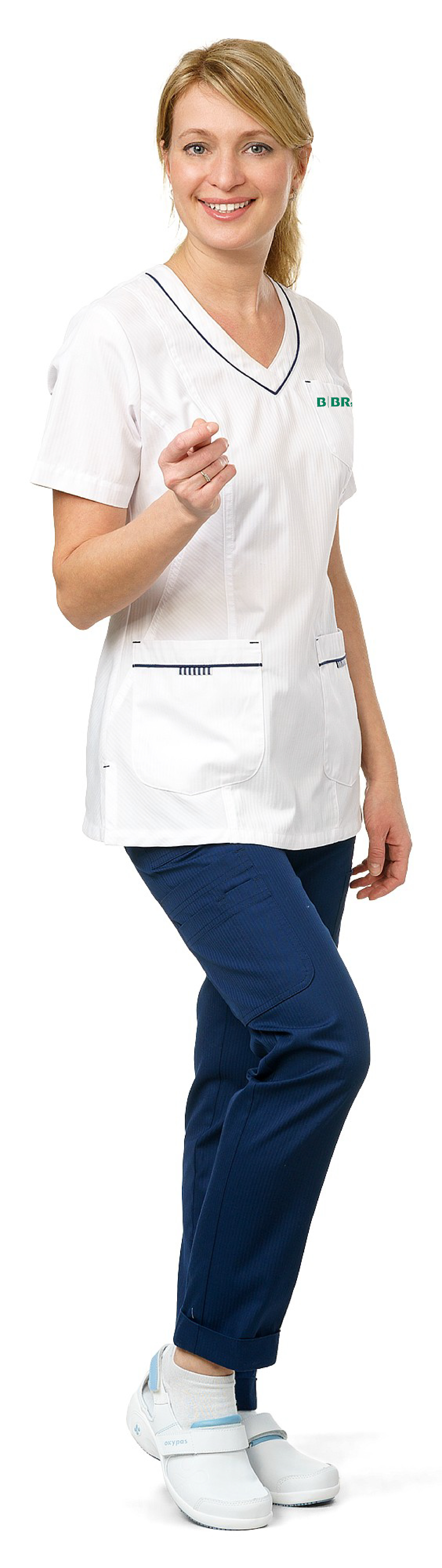 TEREZA blůza dámská lékařská - bílá - výšivka B. Braun