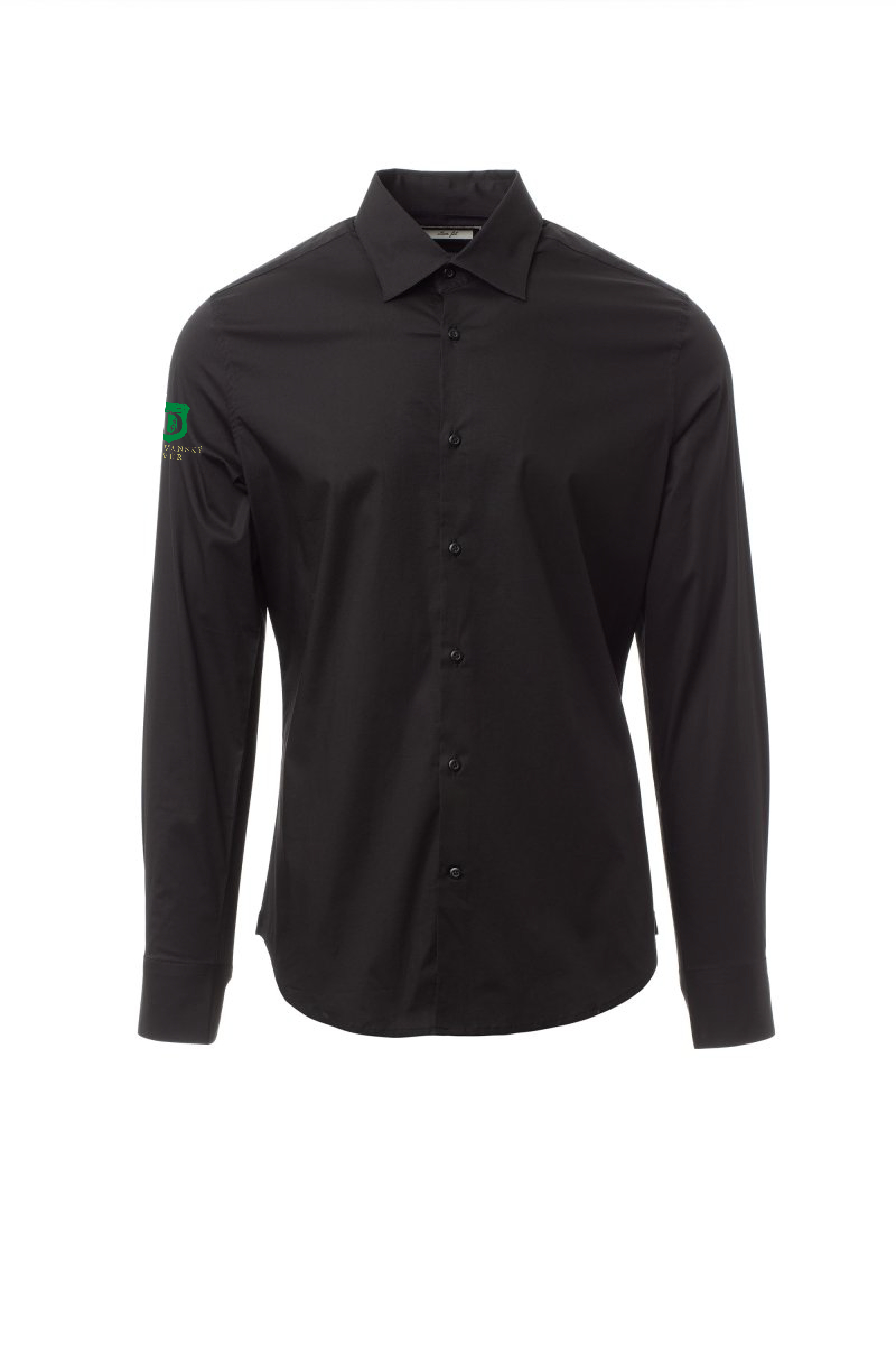 FLORENTIA Pánská košile černá-výšivka rukáv DDvůr