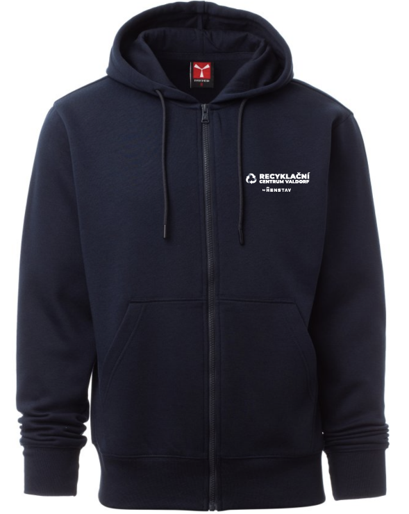 PONTIAC mikina pánská s kapucí - námořní modrá - potisk Recyklační centrum Valdorf