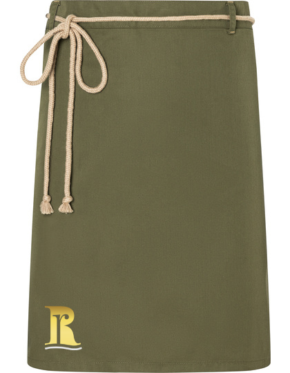 NEW-NATURE zástěra unisex pasová - mechově zelená - výšivka Riverside