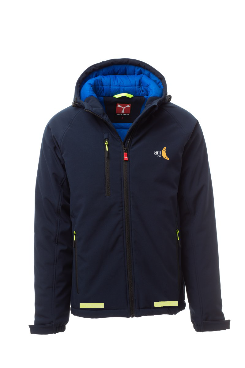GALE PAD mens softshell jacket with hood insulated - navy blue - print Kifli