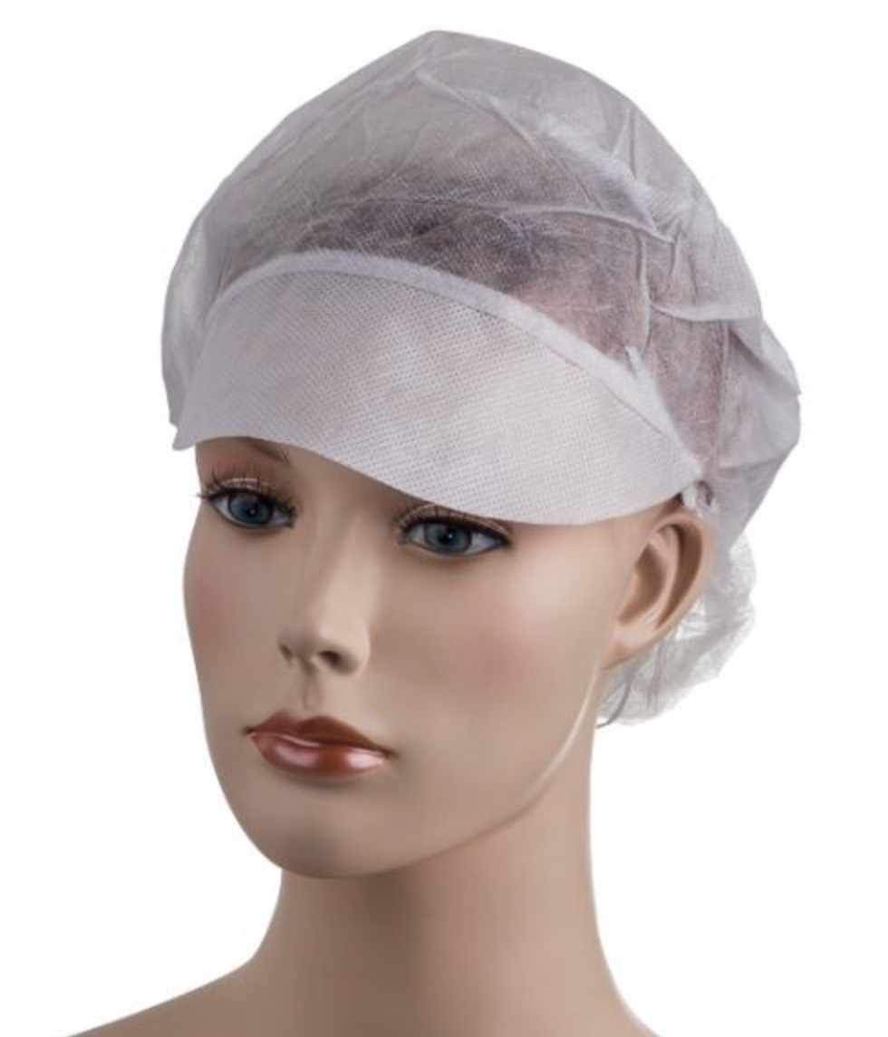 PD-SNOOD Jednorázová čepice s kšiltem a síťkou - bílá