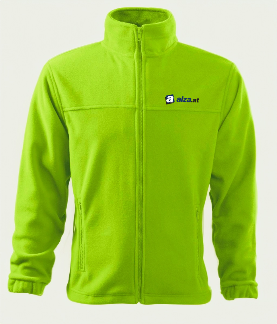 JACKET fleece - mikina pánská - limetková - výšivka ALZA.AT