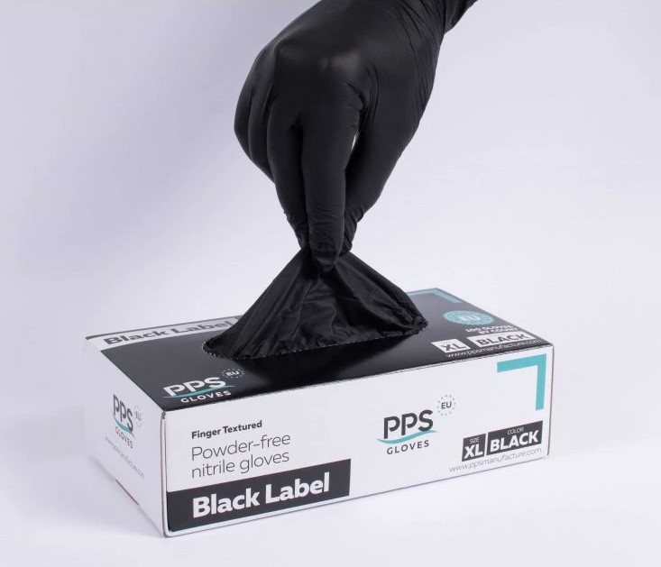 Jednorázové nitrilové nepudrované rukavice UNI SAFE CARE - černé (1bal.=100ks)