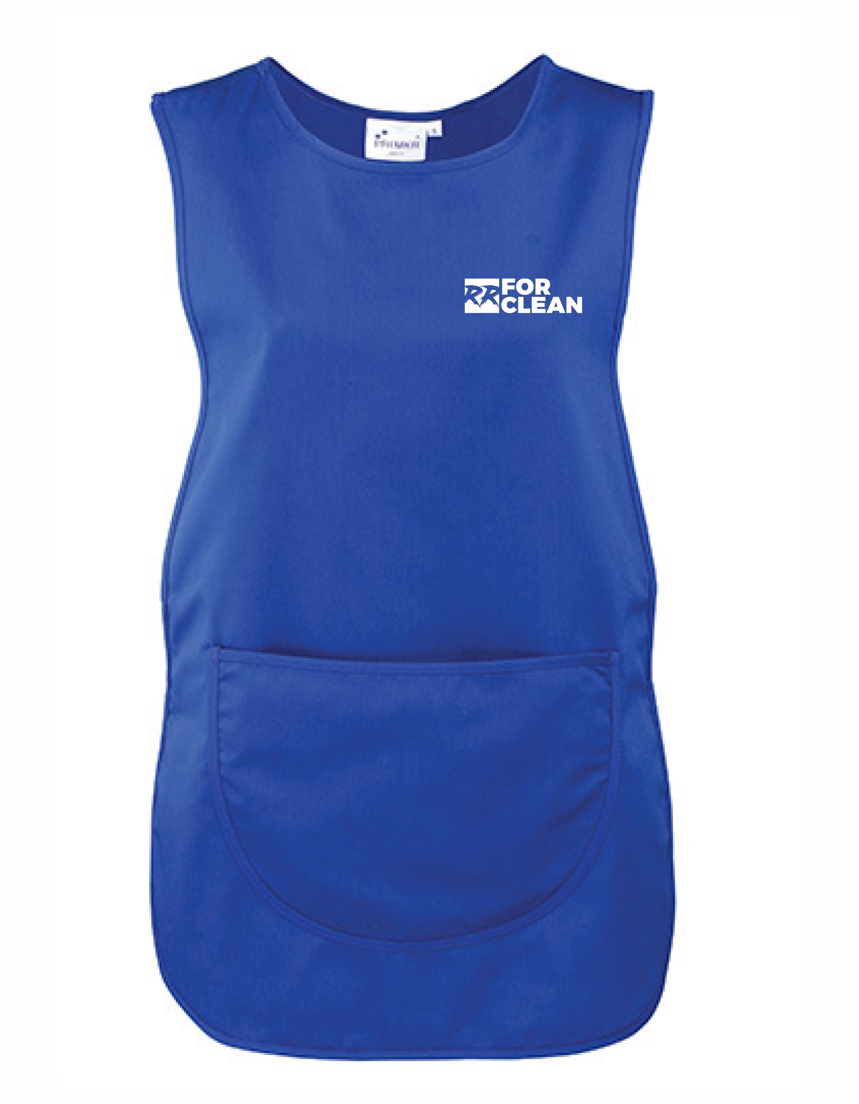 TABART dámská zástěra s kapsou - královská modrá potisk RR For Clean